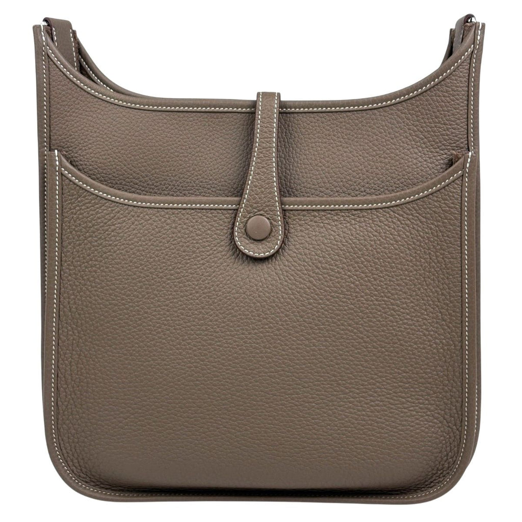 Hermes Evelyne 3 PM Perforated Logo Shoulder Bag Taurillon Clemence Etoupe — view 3
