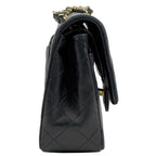 Chanel Quilted Double Flap Chain Shoulder Bag CC Logo Leather Black — view 4