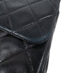 Chanel Quilted Double Flap Chain Shoulder Bag CC Logo Leather Black — view 8