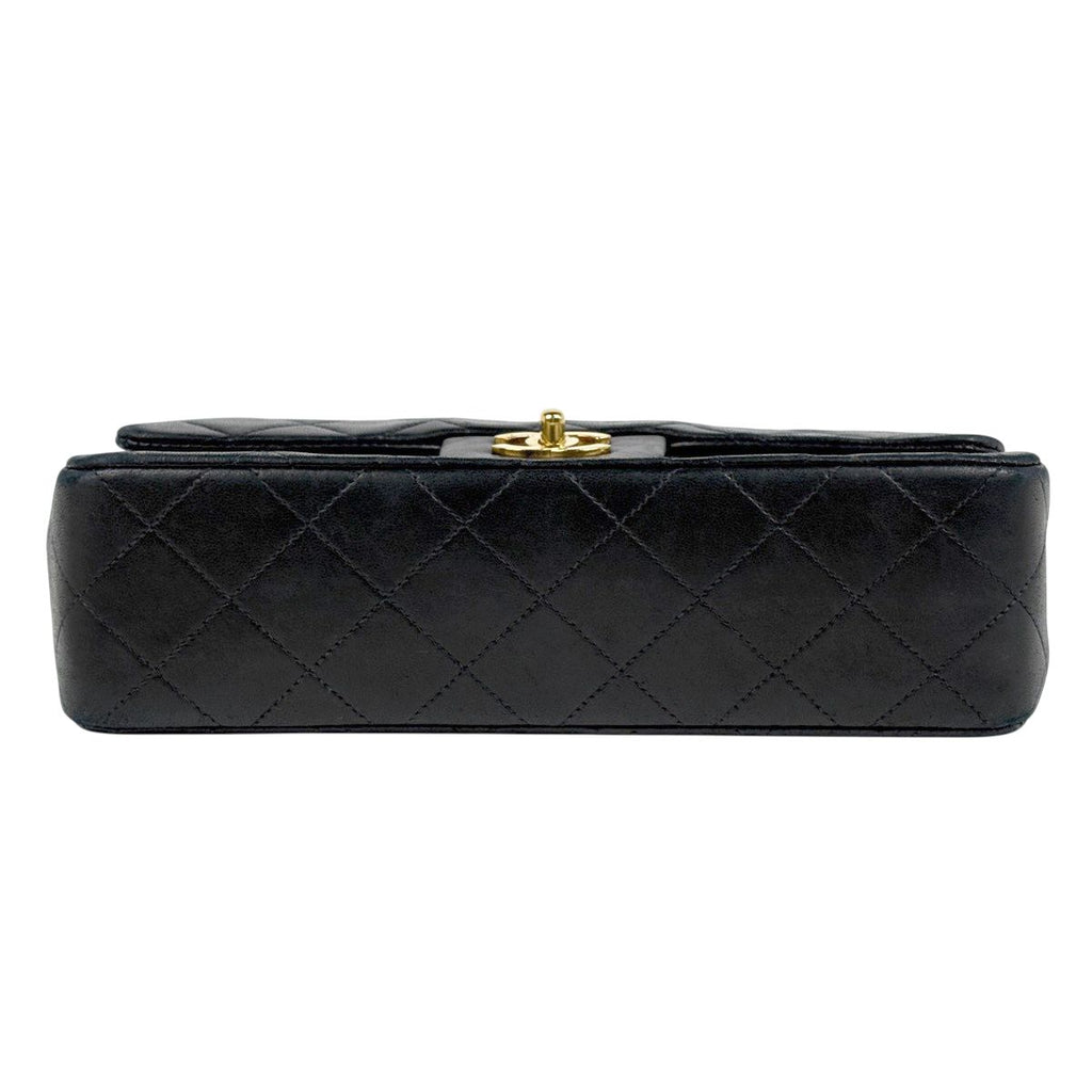 Chanel Quilted Double Flap Chain Shoulder Bag CC Logo Leather Black — view 5
