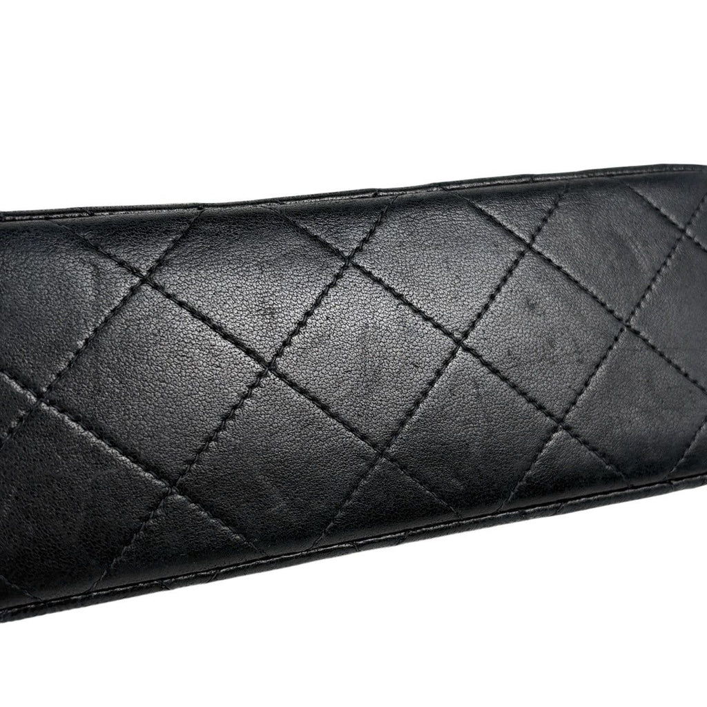 Chanel Quilted Double Flap Chain Shoulder Bag CC Logo Leather Black — view 6