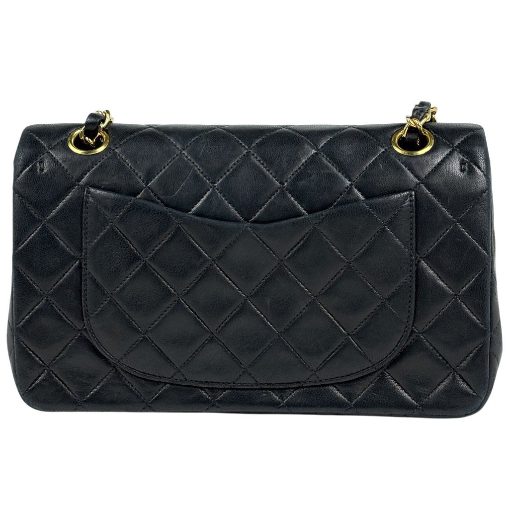 Chanel Quilted Double Flap Chain Shoulder Bag CC Logo Leather Black — view 3