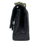 Chanel Quilted Double Flap Chain Shoulder Bag CC Logo Leather Black — view 2