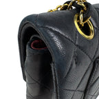 Chanel Quilted Double Flap Chain Shoulder Bag CC Logo Leather Black — view 9