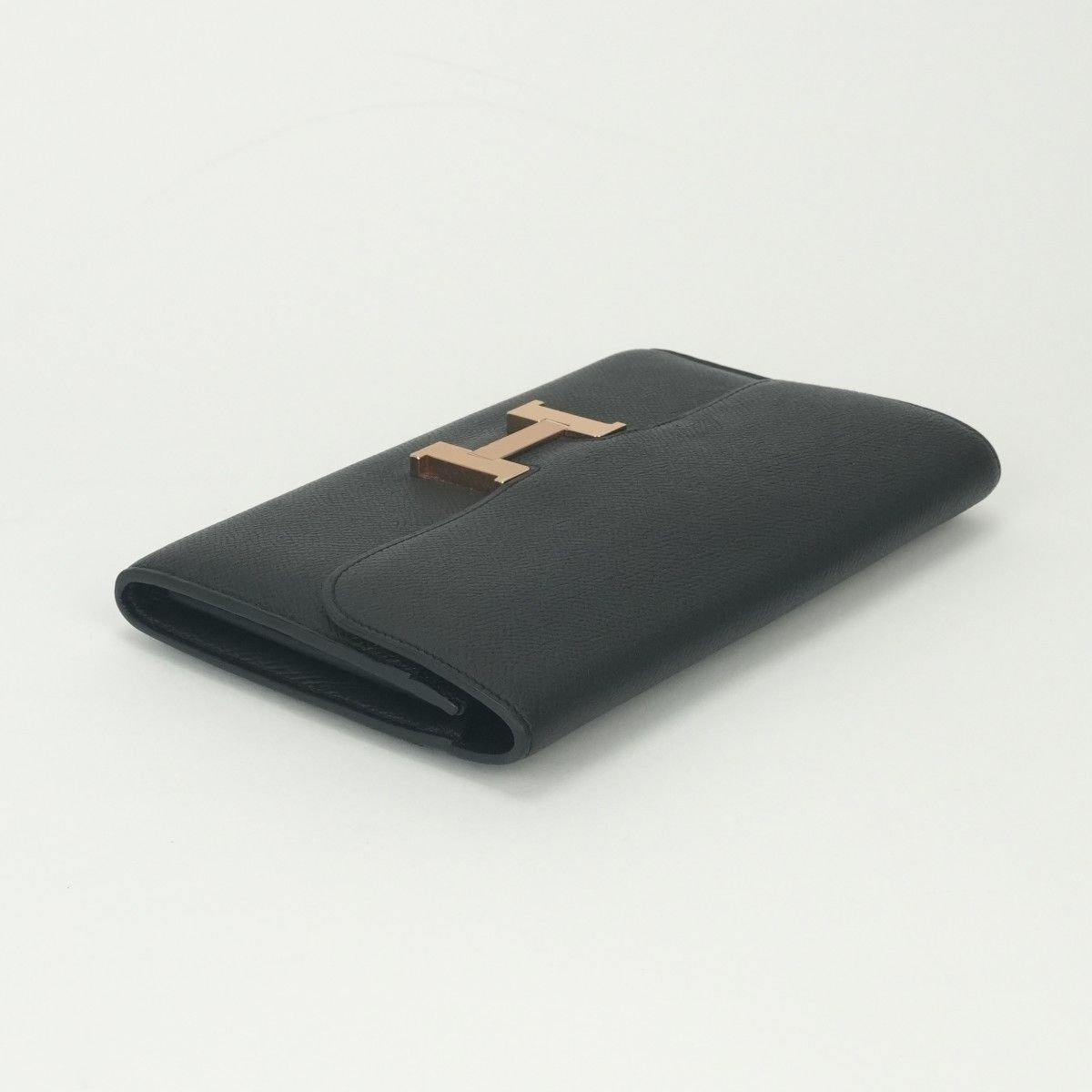 Hermes Constance Long Wallet Epsom Noir Black Pink Gold — view 3