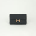 Hermes Constance Long Wallet Epsom Noir Black Pink Gold