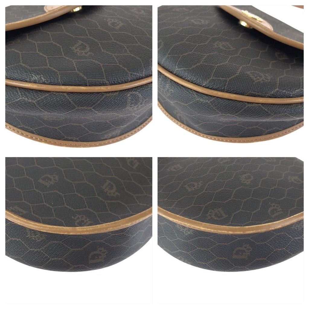 Dior Vintage Honeycomb Pattern Brown Beige Shoulder Bag Pochette — view 3