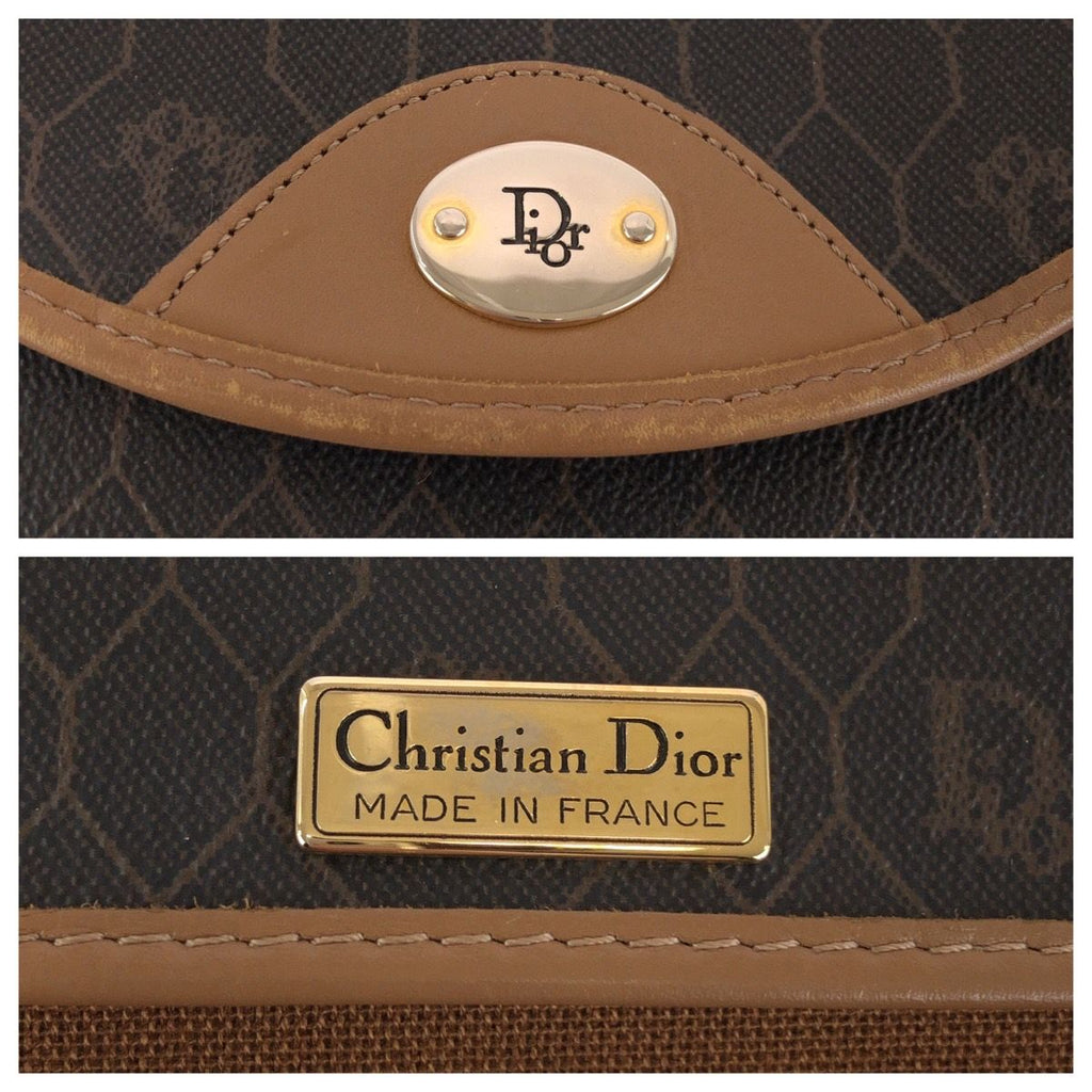 Dior Vintage Honeycomb Pattern Brown Beige Shoulder Bag Pochette — view 4