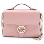 Gucci Interlocking Calf Leather 2-Way Shoulder Handbag Pink