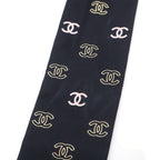 Chanel CC Logo Clover Silk Twill Scarf Black Pink — view 3