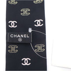 Chanel CC Logo Clover Silk Twill Scarf Black Pink — view 6