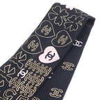 Chanel CC Logo Clover Silk Twill Scarf Black Pink — view 2