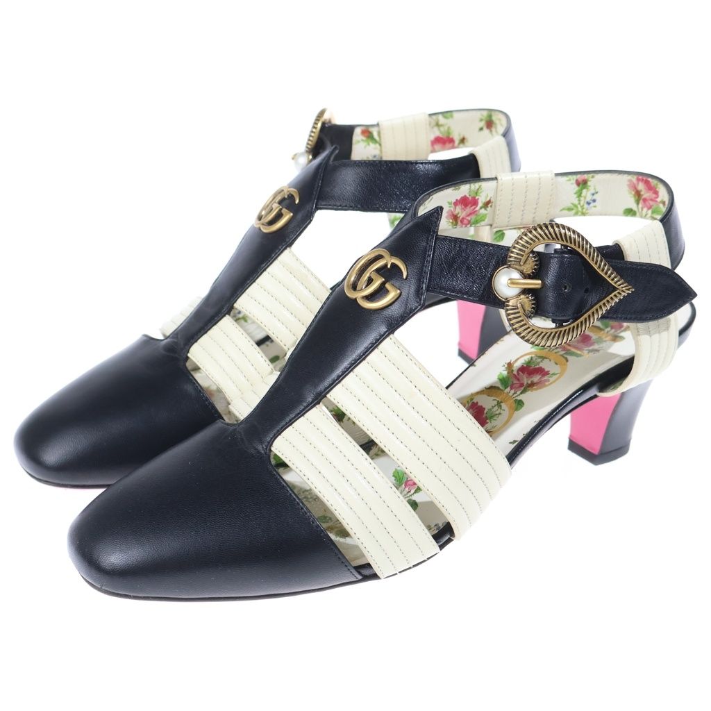 Gucci Double Backstrap Sandals Shoes Black White — view 2