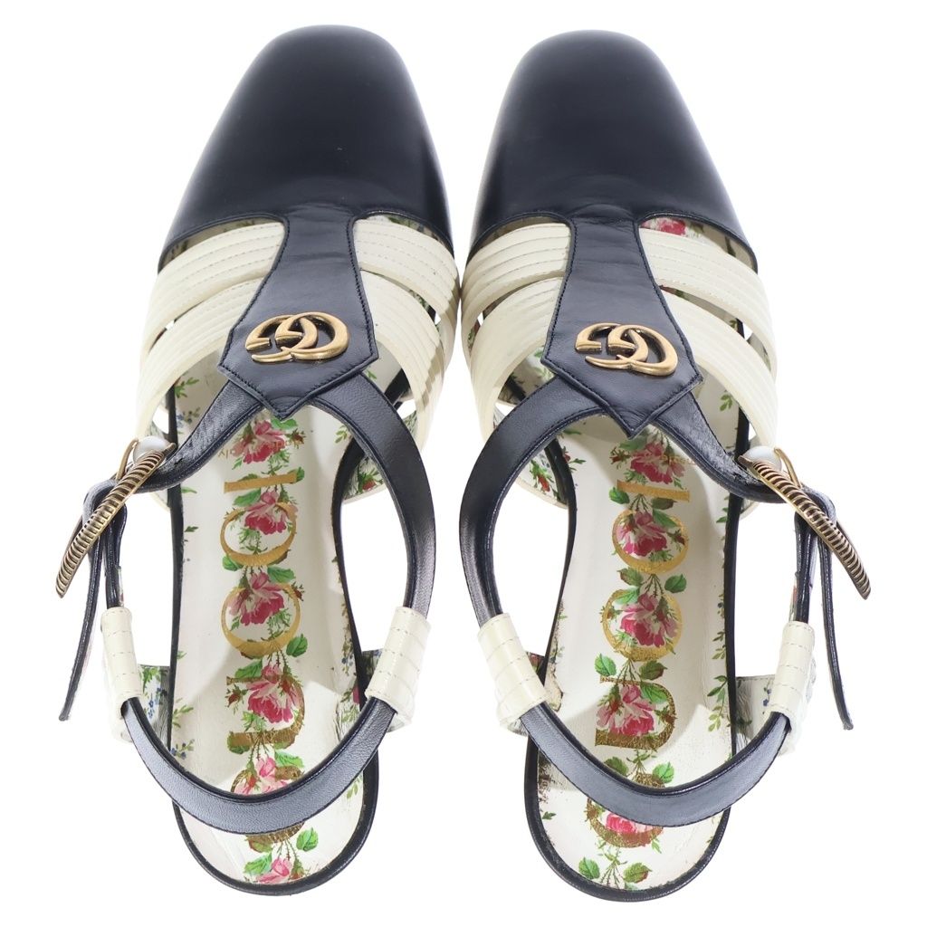 Gucci Double Backstrap Sandals Shoes Black White — view 4