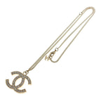 Chanel CC Logo Rhinestone Necklace Pendant Chain Gold — view 2