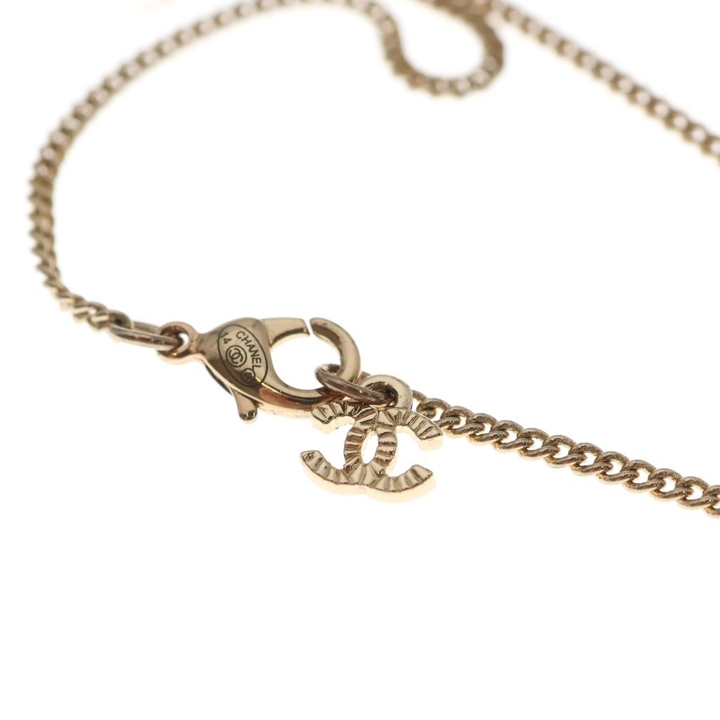 Chanel CC Logo Rhinestone Necklace Pendant Chain Gold — view 4