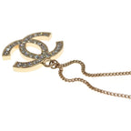 Chanel CC Logo Rhinestone Necklace Pendant Chain Gold — view 5