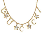 Gucci Script Logo Necklace Star Pendant Chain Gold — view 3