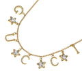 Gucci Script Logo Necklace Star Pendant Chain Gold