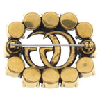 Gucci GG Rhinestone Pin Badge Brooch Gold — view 2