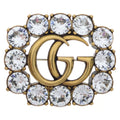 Gucci GG Rhinestone Pin Badge Brooch Gold