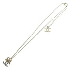 Chanel CC Logo Ribbon Rhinestone Necklace Pendant Chain Gold — view 2