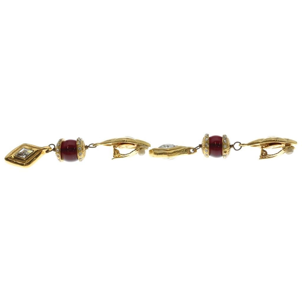 Chanel Crystal Rhinestone Earrings Gold — view 3