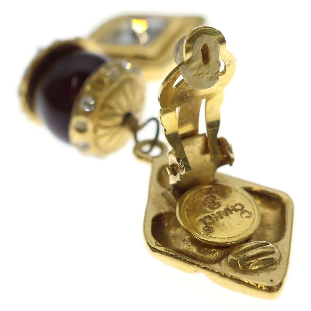 Chanel Crystal Rhinestone Earrings Gold — view 5