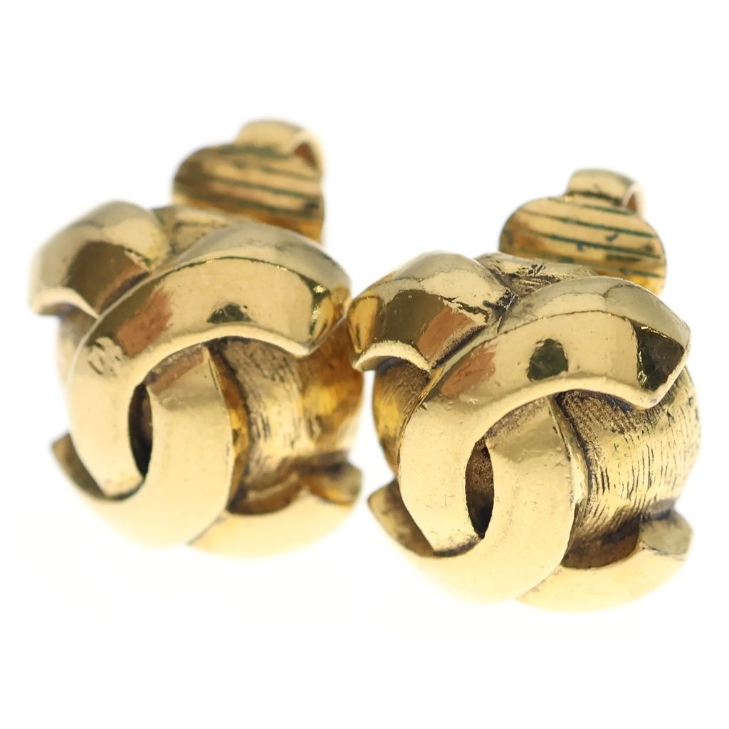 Chanel CC Logo Ball Earrings Gold