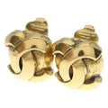 Chanel CC Logo Ball Earrings Gold