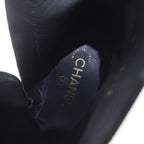 Chanel Logo Plate Leather Heels Pointed Toe Side Zip Short Boots Shoes Black — view 4