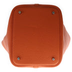 Hermes Picotin MM Taurillon Clemence Leather Orange Silver — view 5