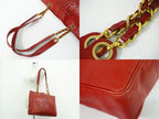 Chanel Perforated Triple CC Logo Shoulder Bag Tote Caviar Leather Red — view 6