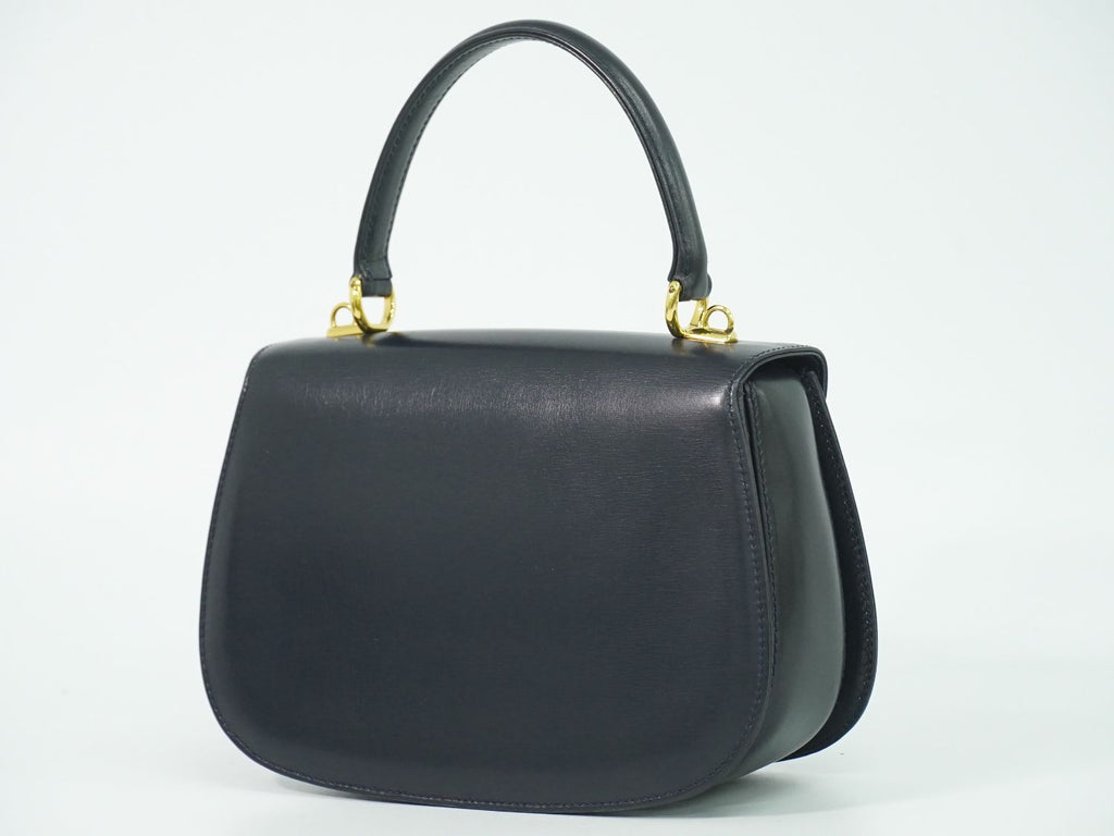 Gucci Lock Handbag Leather Navy Bag — view 2