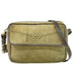 Loewe Anagram Shoulder Bag Pochette Suede Leather Beige