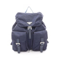 Prada Backpack Navy Nylon Saffiano Leather Triangle Logo