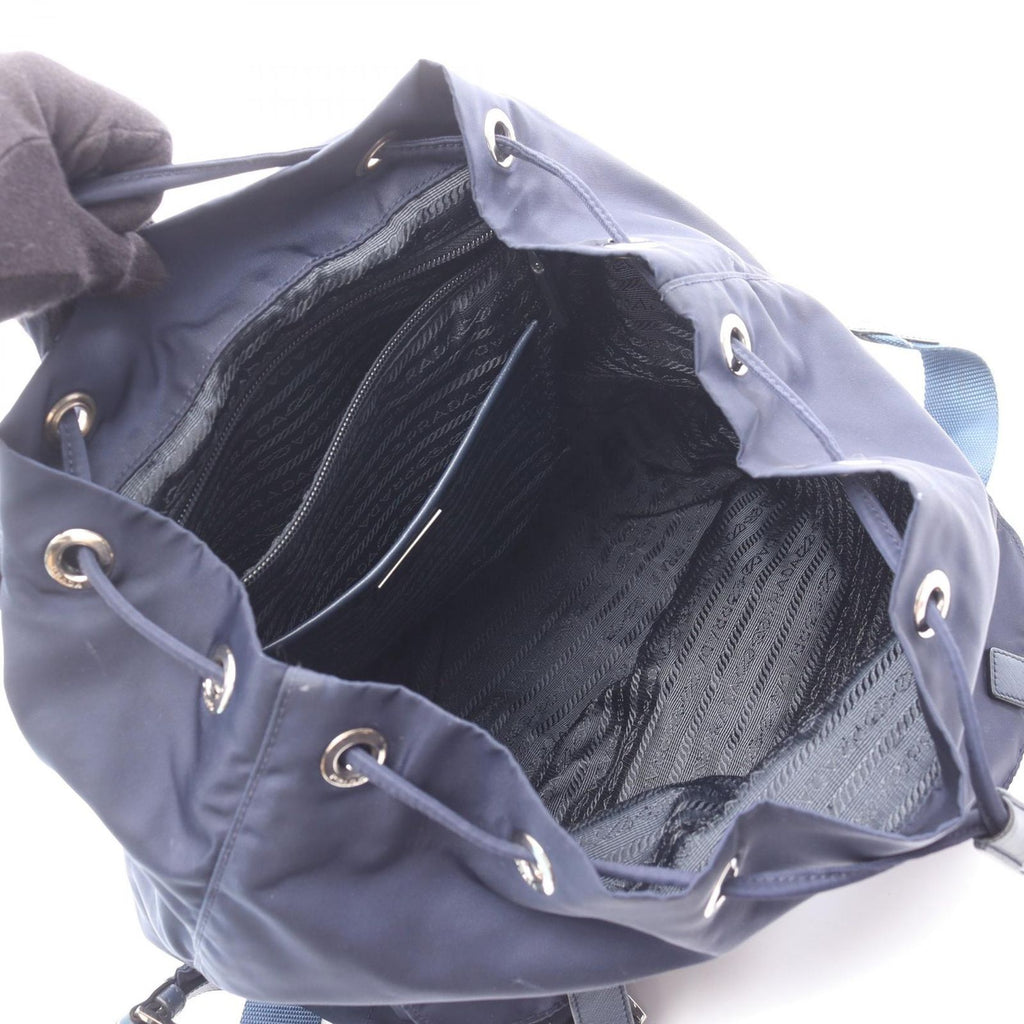 Prada Backpack Navy Nylon Saffiano Leather Triangle Logo — view 3