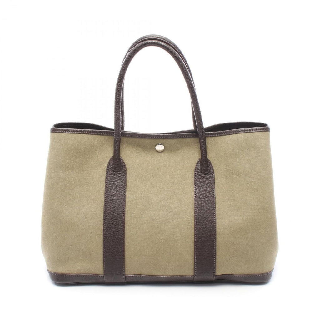 Hermes Tote Garden Party PM Khaki Ebene Leather