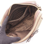 Prada Shoulder Bag Logo Jacquard Beige Canvas Leather Ribbon — view 3