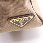 Prada Shoulder Bag Logo Jacquard Beige Canvas Leather Ribbon — view 5