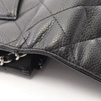 Chanel Shoulder Bag Quilted Black Caviar Leather Chain Wallet — view 9
