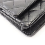Chanel Shoulder Bag Quilted Black Caviar Leather Chain Wallet — view 8