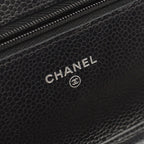 Chanel Shoulder Bag Quilted Black Caviar Leather Chain Wallet — view 4