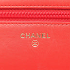 Chanel Shoulder Bag Quilted Camellia Red Lambskin Chain Wallet — view 4
