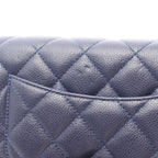 Chanel Shoulder Bag Quilted Navy Caviar Leather Chain Wallet — view 6