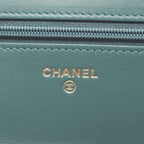 Chanel Shoulder Bag Quilted Green Leather Chain Wallet — view 4