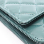 Chanel Shoulder Bag Quilted Green Leather Chain Wallet — view 6