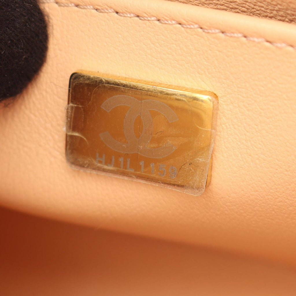 Chanel Shoulder Bag Quilted Top Handle 2-Way Pink Beige White Fabric Leather — view 5
