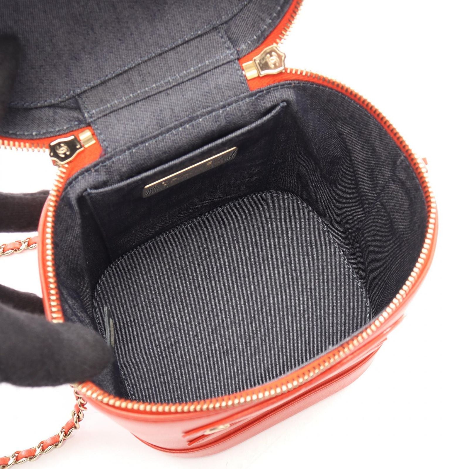 Chanel Handbag CC Logo 2-Way Orange Red Lambskin CC Vanity Chain — view 3