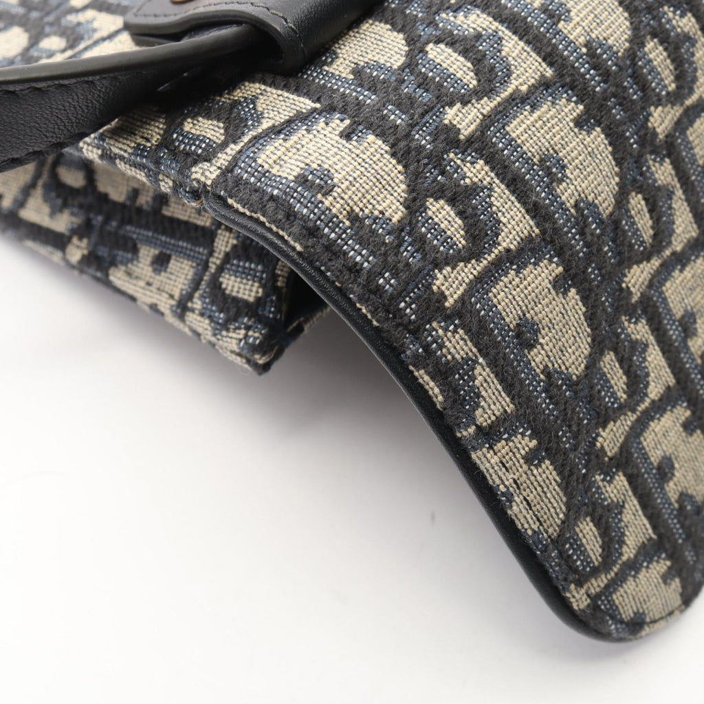 Dior Waist Bag Saddle White Jacquard Navy Canvas Leather — view 7